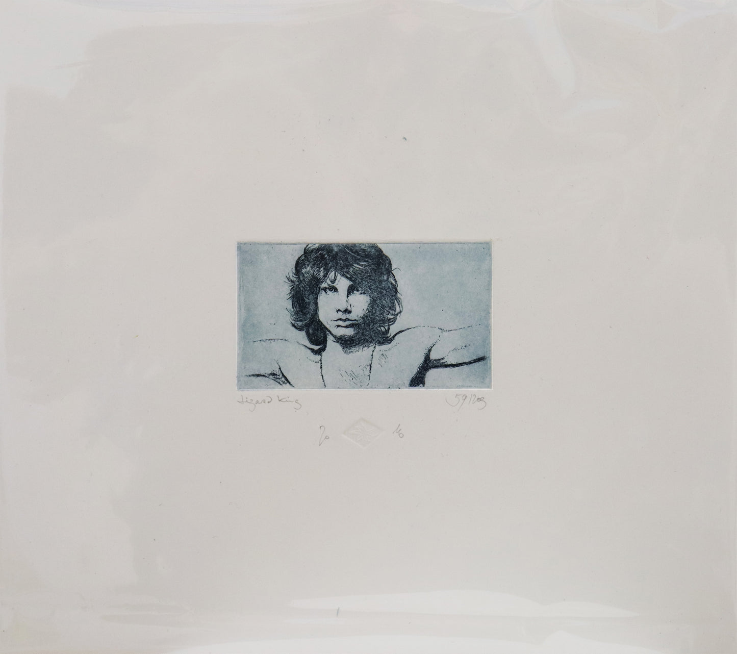Original Radierung von Frank Lindenberg, Porträt von Jim Morrison von The Doors, Radierung auf Karton, erhältlich bei Galerie Waldbach - What The Artist Made
