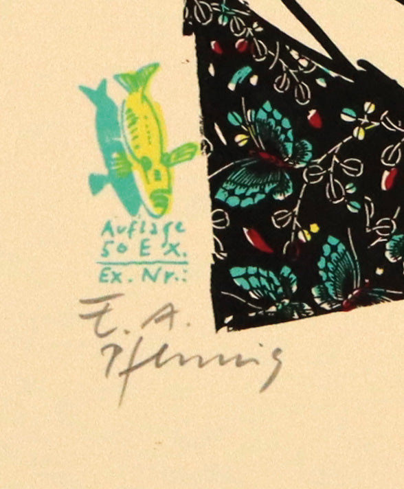Detailaufnahme der Signatur Trodler vom Druck von Wolf-Dieter Pfennig, Signatur Trodler "Auflage 50 Ex. / Ex. Nr. (variabel)" erhältlich bei What The Artist Made