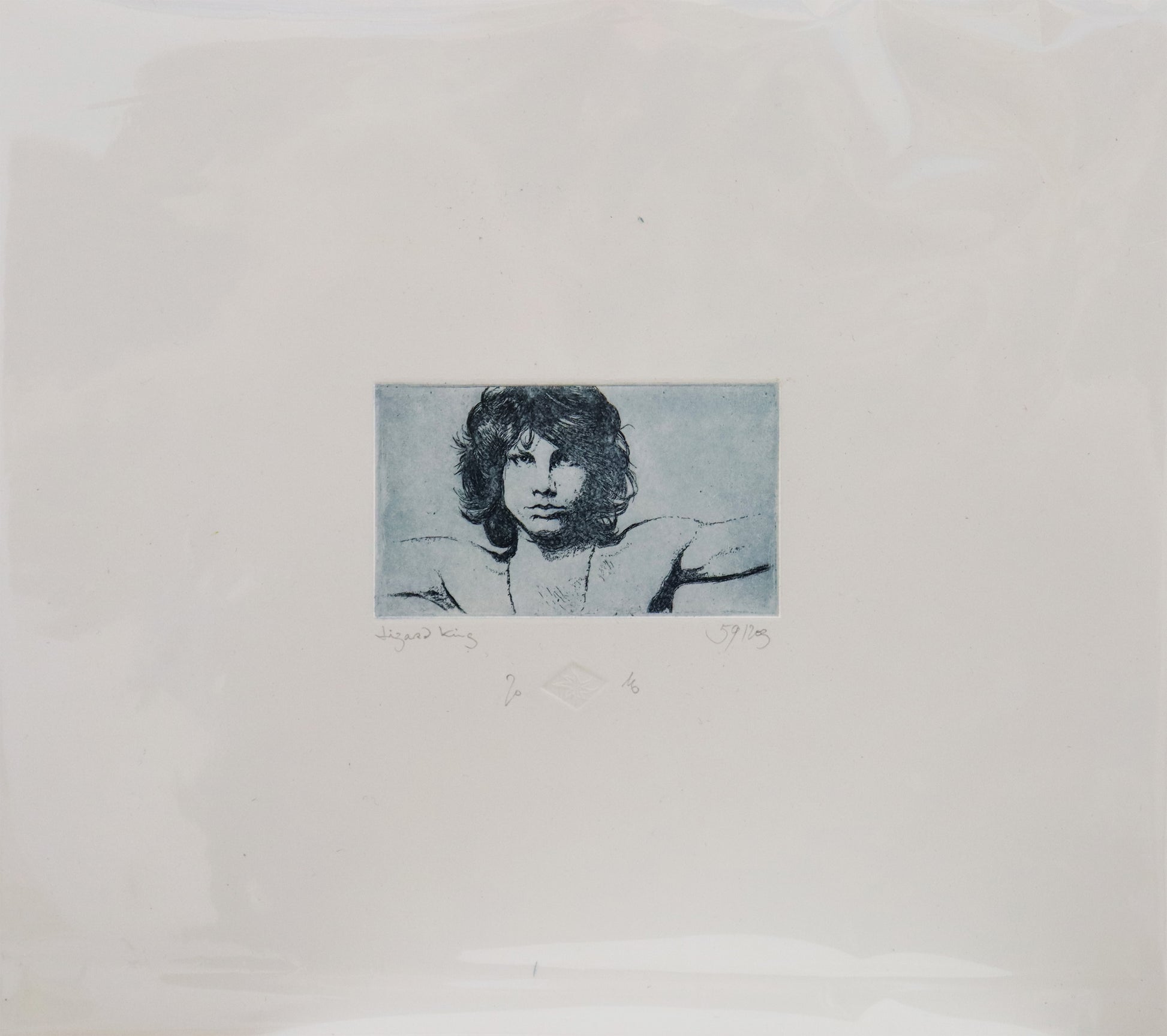 Original Radierung von Frank Lindenberg, Porträt von Jim Morrison von The Doors, Radierung auf Karton, erhältlich bei Galerie Waldbach - What The Artist Made