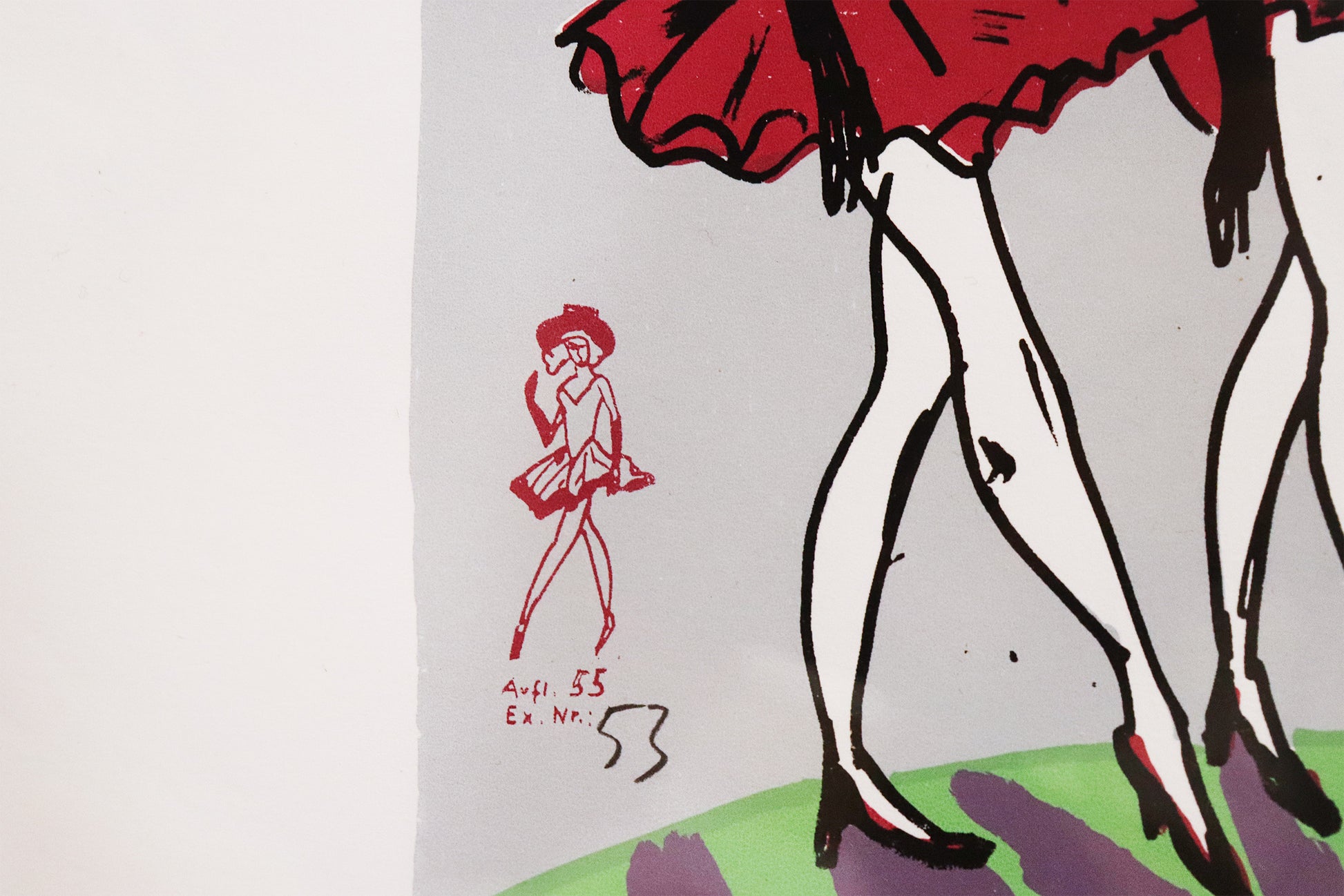 Druck Edition Trodler, von Wolf-Dieter Pfennig, Titel "girls" – Detailaufnahme der  Vignette Edition Trodler. Erhältlich bei Galerie Waldbach - What The Artist Made 