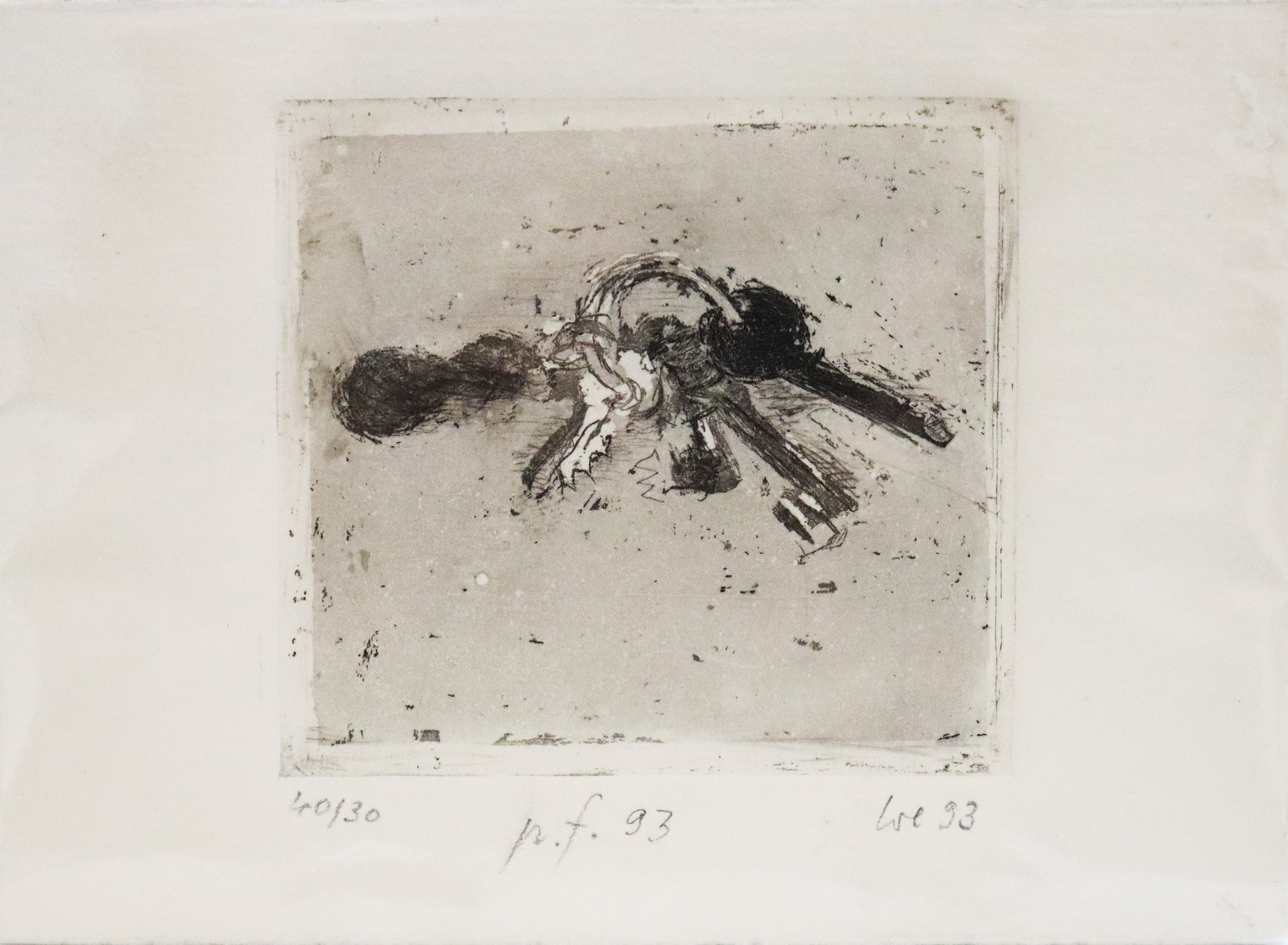Radierung von Wolfgang Wegner, Titel "Schlüssel" auf Büttenpapier mit Büttenrand. Darstellung eines Schlüsselbundes liegend. Unterhalb der Radierung Signatur, Jahr und Auflagennummer. Erhältlich bei Galerie Waldbach - What The Artist Made